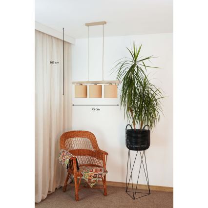 Brilagi - Lampadario a sospensione con filo FOREST 3xE27/15W/230V pino/marrone