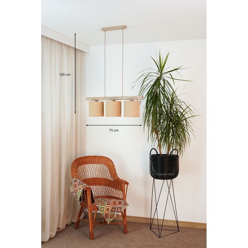 Brilagi - Lampadario a sospensione con filo FOREST 3xE27/15W/230V pino/marrone