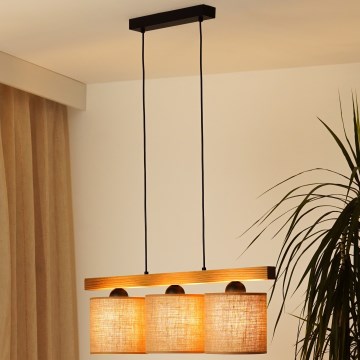 Brilagi - Lampadario a sospensione con filo FOREST 3xE27/15W/230V pino/marrone/nero