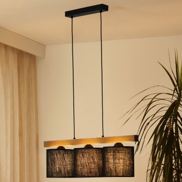 Brilagi - Lampadario a sospensione con filo FOREST 3xE27/15W/230V pino/nero