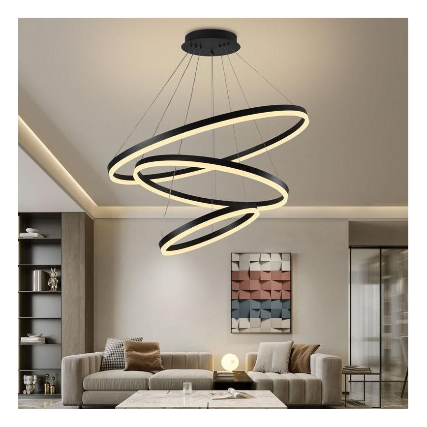 Brilagi - Lampadario a sospensione con filo LED dimmerabile CIRCLE LED/125W/230V 3000-6500K nero + telecomando