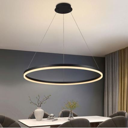 Brilagi - Lampadario a sospensione con filo LED dimmerabile CIRCLE LED/55W/230V 3000-6500K nero + telecomando