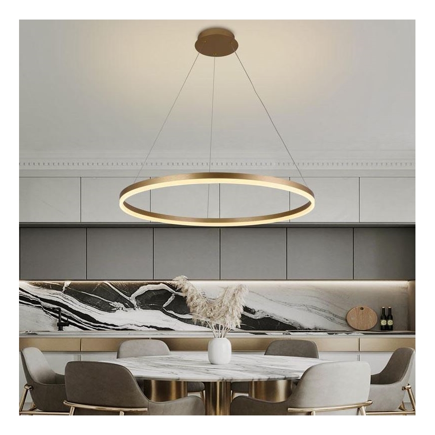 Brilagi - Lampadario a sospensione con filo LED dimmerabile CIRCLE LED/55W/230V 3000-6500K oro + telecomando