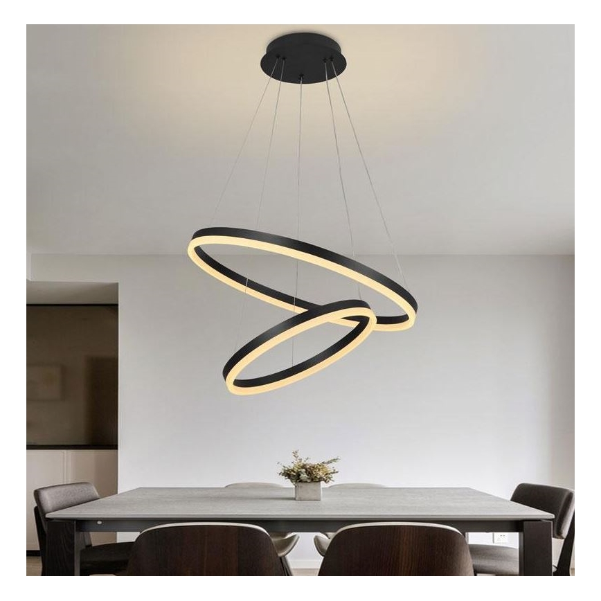 Brilagi - Lampadario a sospensione con filo LED dimmerabile CIRCLE LED/70W/230V 3000-6500K nero + telecomando