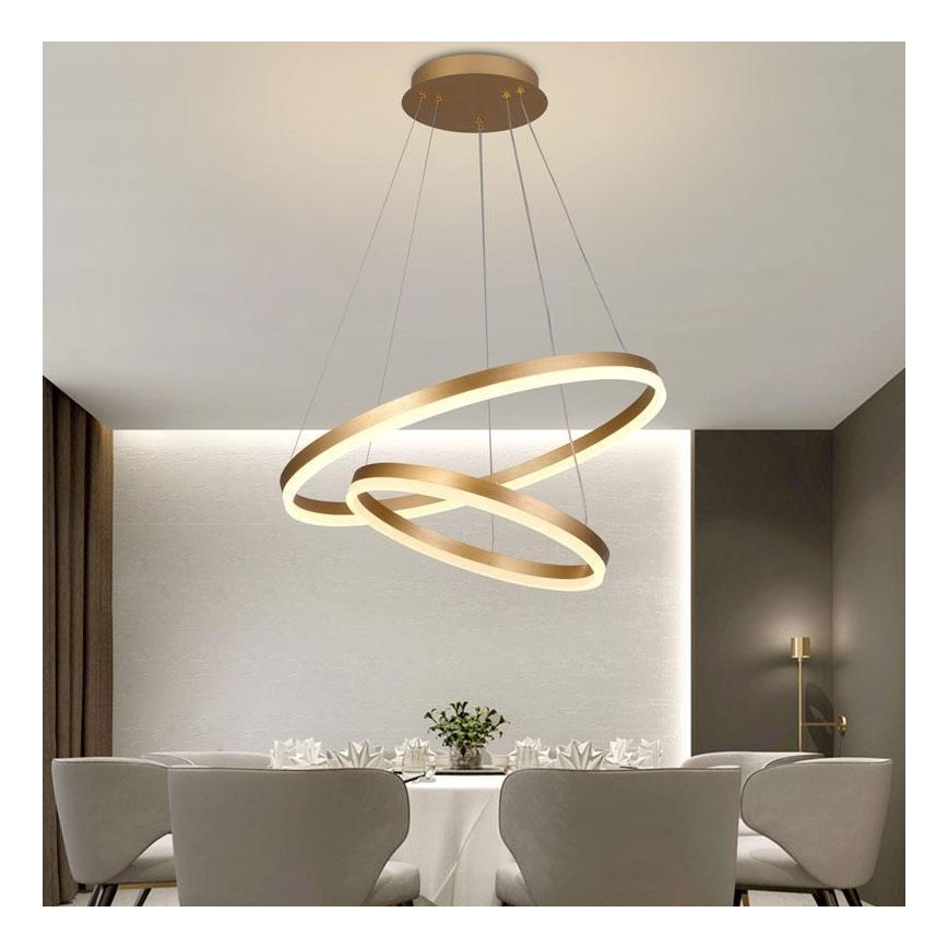 Brilagi - Lampadario a sospensione con filo LED dimmerabile CIRCLE LED/70W/230V 3000-6500K oro + telecomando