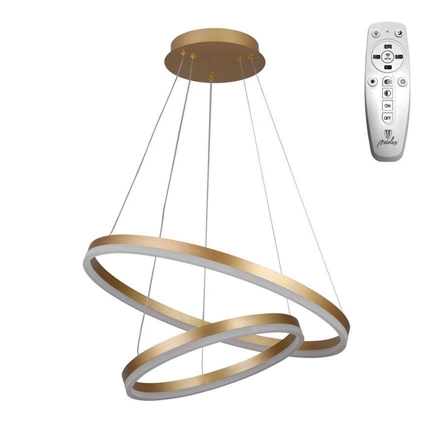 Brilagi - Lampadario a sospensione con filo LED dimmerabile CIRCLE LED/70W/230V 3000-6500K oro + telecomando
