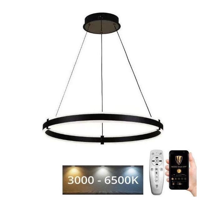 Brilagi - Lampadario a sospensione con filo LED dimmerabile CIRCLE LED/85W/230V 3000-6500K nero + telecomando