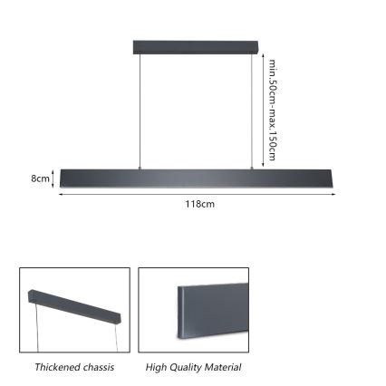Brilagi - Lampadario a sospensione con filo LED dimmerabile SLIMLINE LED/40W/230V 3000-6000K antracite + telecomando