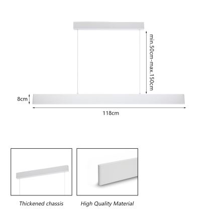 Brilagi - Lampadario a sospensione con filo LED dimmerabile SLIMLINE LED/40W/230V 3000-6000K bianco + telecomando