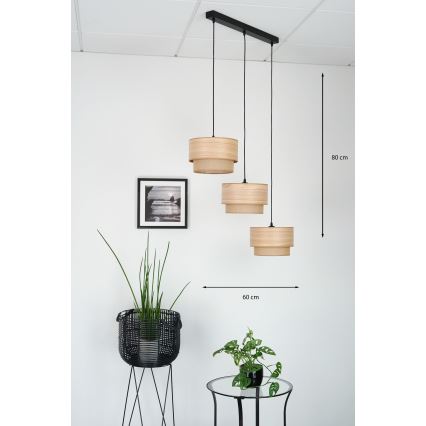 Brilagi - Lampadario a sospensione con filo MONTANA BOHO 3xE27/15W/230V marrone/nero