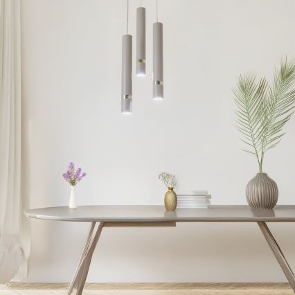 Brilagi - Lampadario a sospensione con filo POKER 3xGU10/25W/230V beige/oro