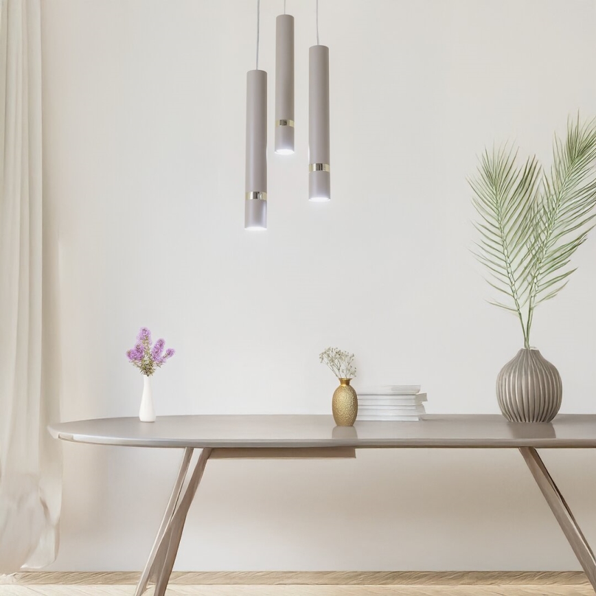 Brilagi - Lampadario a sospensione con filo POKER 3xGU10/25W/230V beige/oro