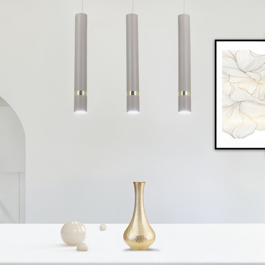 Brilagi - Lampadario a sospensione con filo POKER 3xGU10/25W/230V beige/oro