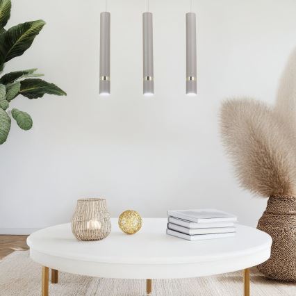 Brilagi - Lampadario a sospensione con filo POKER 3xGU10/25W/230V beige/oro
