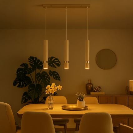 Brilagi - Lampadario a sospensione con filo POKER 3xGU10/25W/230V beige/oro