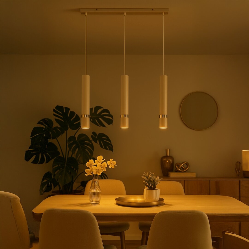 Brilagi - Lampadario a sospensione con filo POKER 3xGU10/25W/230V beige/oro
