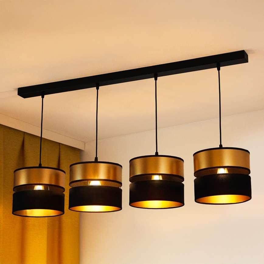 Brilagi - Lampadario a sospensione con filo ROYAL 4xE27/15W/230V nero/oro