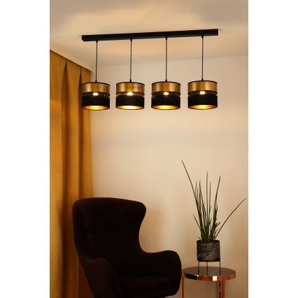 Brilagi - Lampadario a sospensione con filo ROYAL 4xE27/15W/230V nero/oro