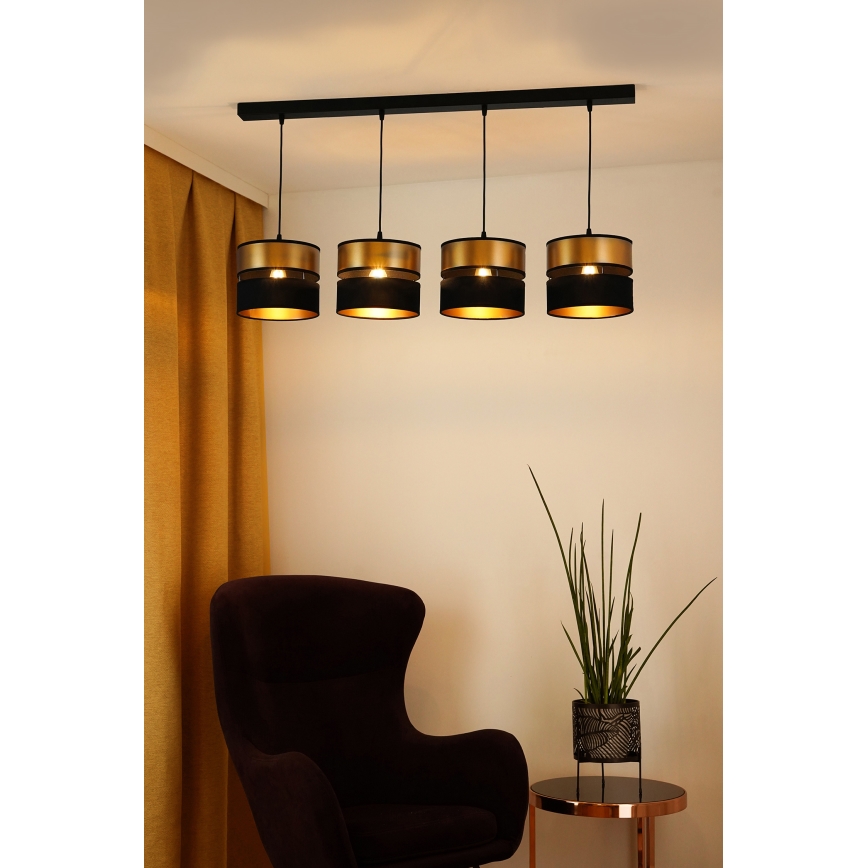Brilagi - Lampadario a sospensione con filo ROYAL 4xE27/15W/230V nero/oro