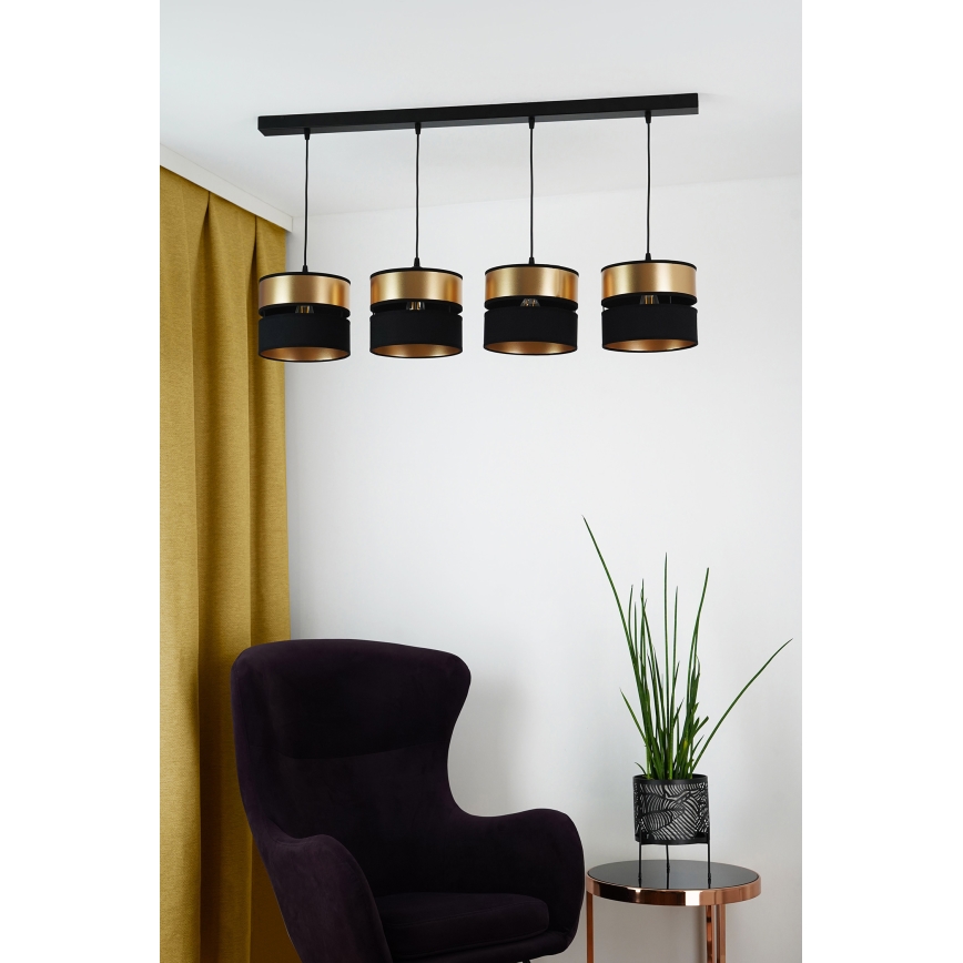 Brilagi - Lampadario a sospensione con filo ROYAL 4xE27/15W/230V nero/oro