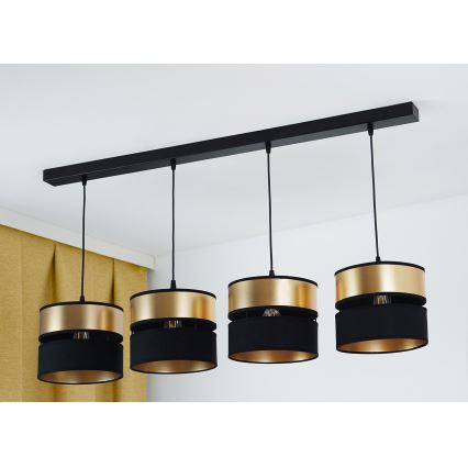 Brilagi - Lampadario a sospensione con filo ROYAL 4xE27/15W/230V nero/oro