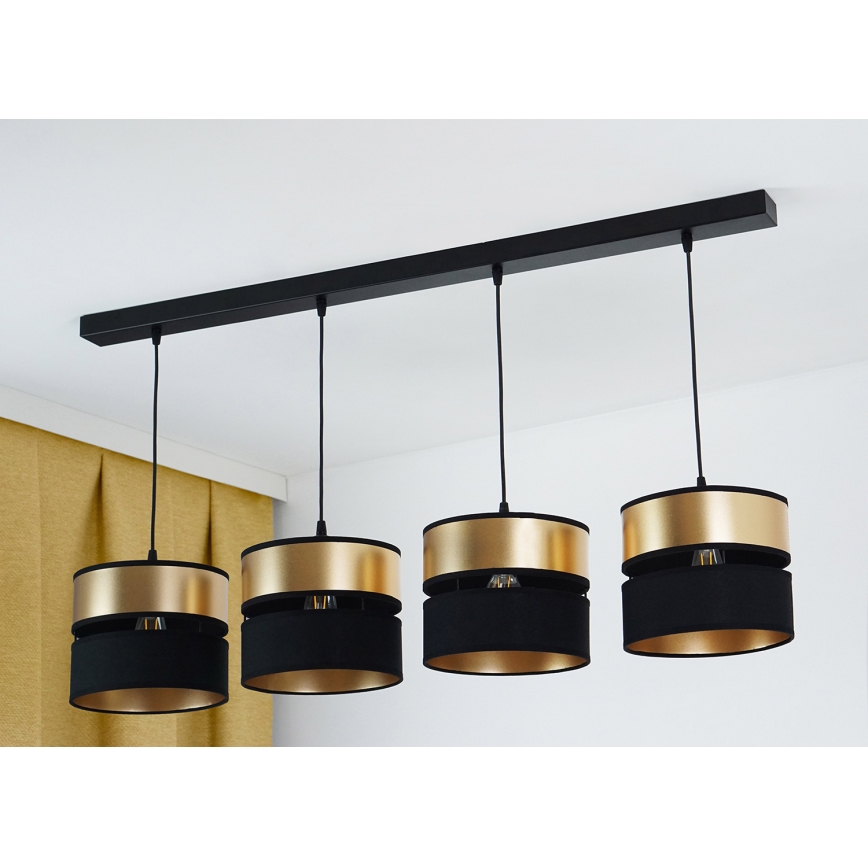 Brilagi - Lampadario a sospensione con filo ROYAL 4xE27/15W/230V nero/oro