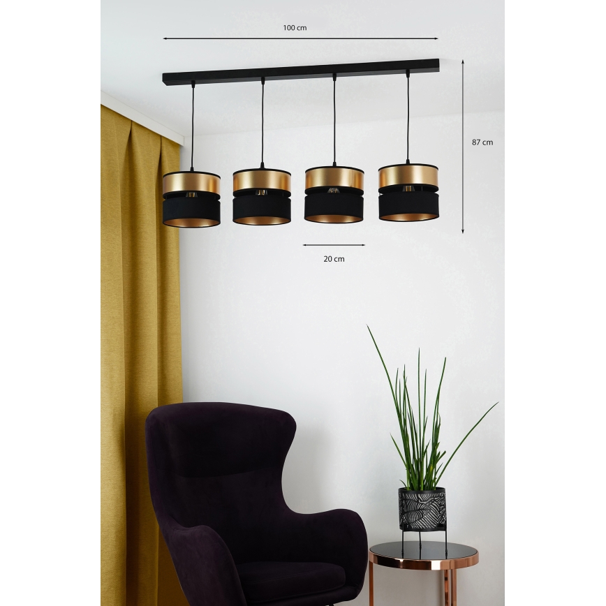 Brilagi - Lampadario a sospensione con filo ROYAL 4xE27/15W/230V nero/oro