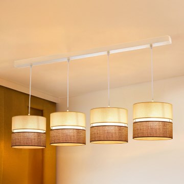 Brilagi - Lampadario a sospensione con filo ROYAL YUTE 4xE27/15W/230V beige/color crema/bianco