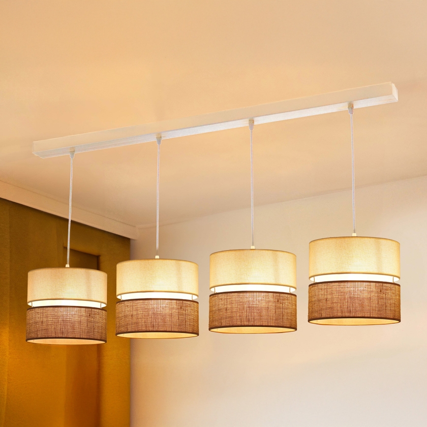 Brilagi - Lampadario a sospensione con filo ROYAL YUTE 4xE27/15W/230V beige/color crema/bianco