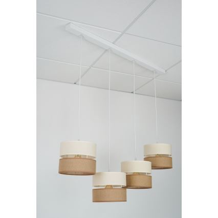 Brilagi - Lampadario a sospensione con filo ROYAL YUTE 4xE27/15W/230V beige/color crema/bianco
