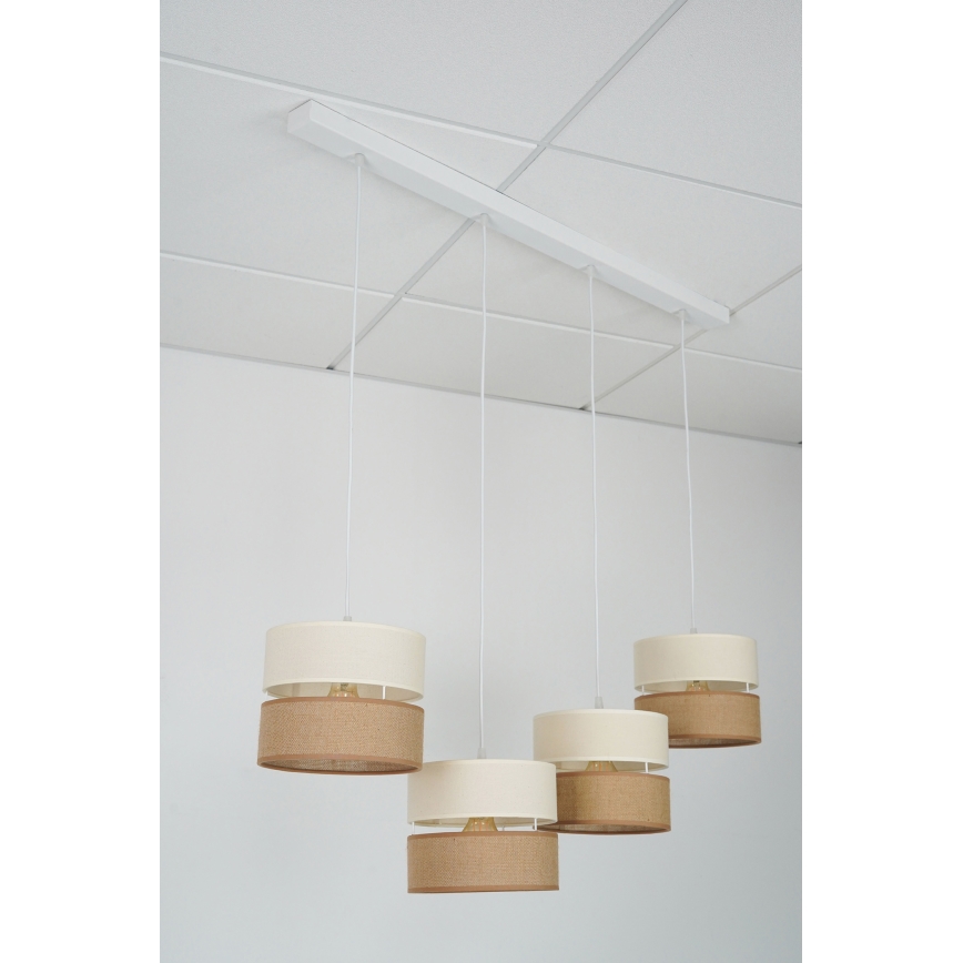 Brilagi - Lampadario a sospensione con filo ROYAL YUTE 4xE27/15W/230V beige/color crema/bianco