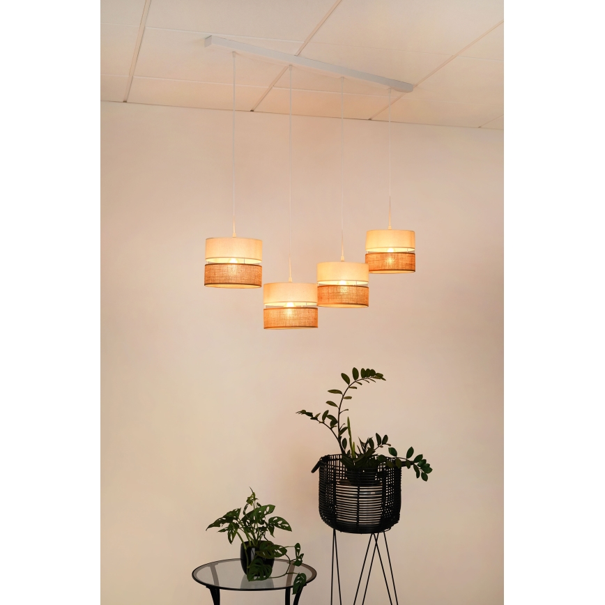 Brilagi - Lampadario a sospensione con filo ROYAL YUTE 4xE27/15W/230V beige/color crema/bianco