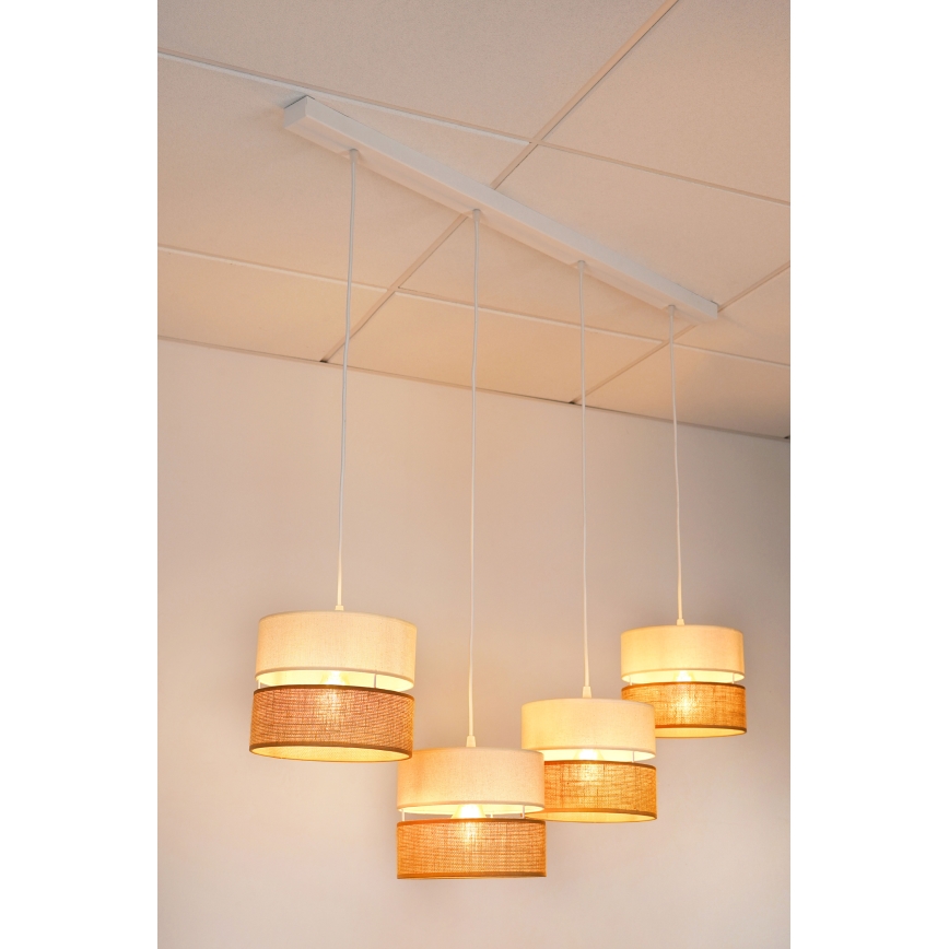 Brilagi - Lampadario a sospensione con filo ROYAL YUTE 4xE27/15W/230V beige/color crema/bianco
