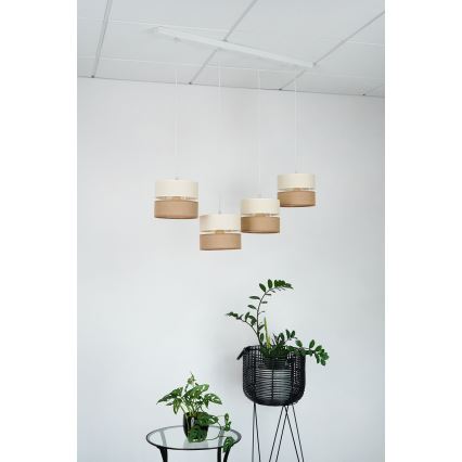 Brilagi - Lampadario a sospensione con filo ROYAL YUTE 4xE27/15W/230V beige/color crema/bianco