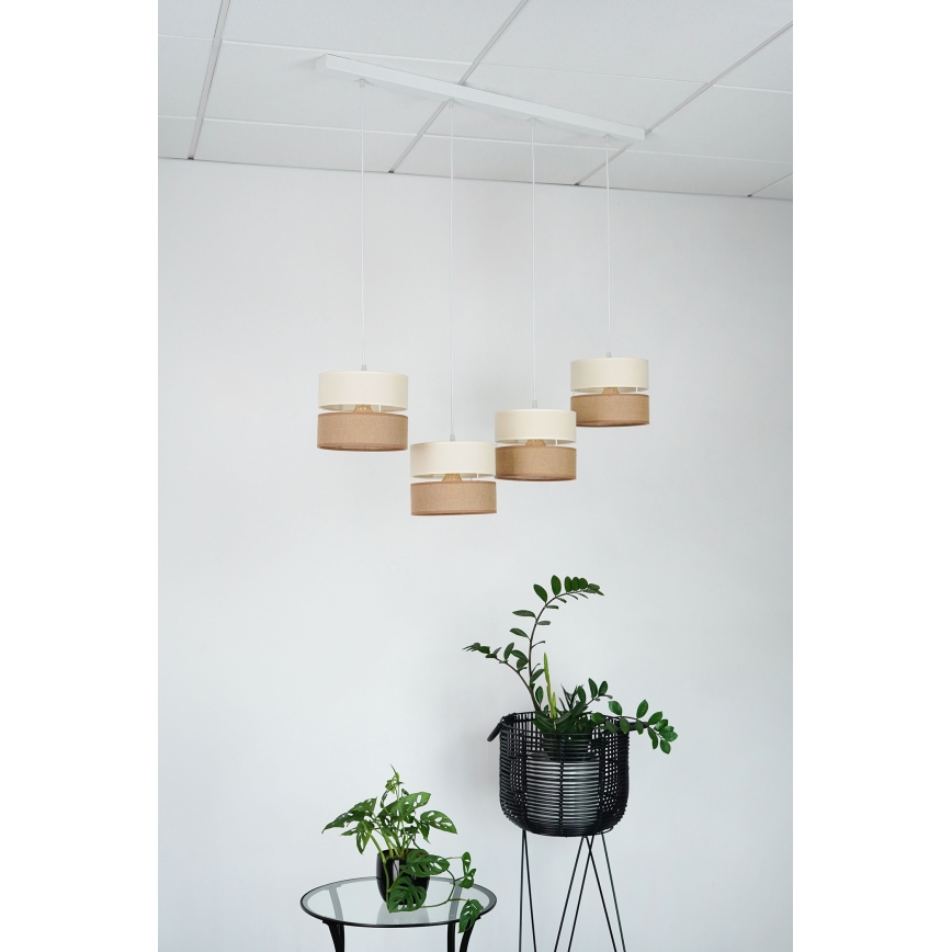 Brilagi - Lampadario a sospensione con filo ROYAL YUTE 4xE27/15W/230V beige/color crema/bianco