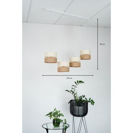 Brilagi - Lampadario a sospensione con filo ROYAL YUTE 4xE27/15W/230V beige/color crema/bianco