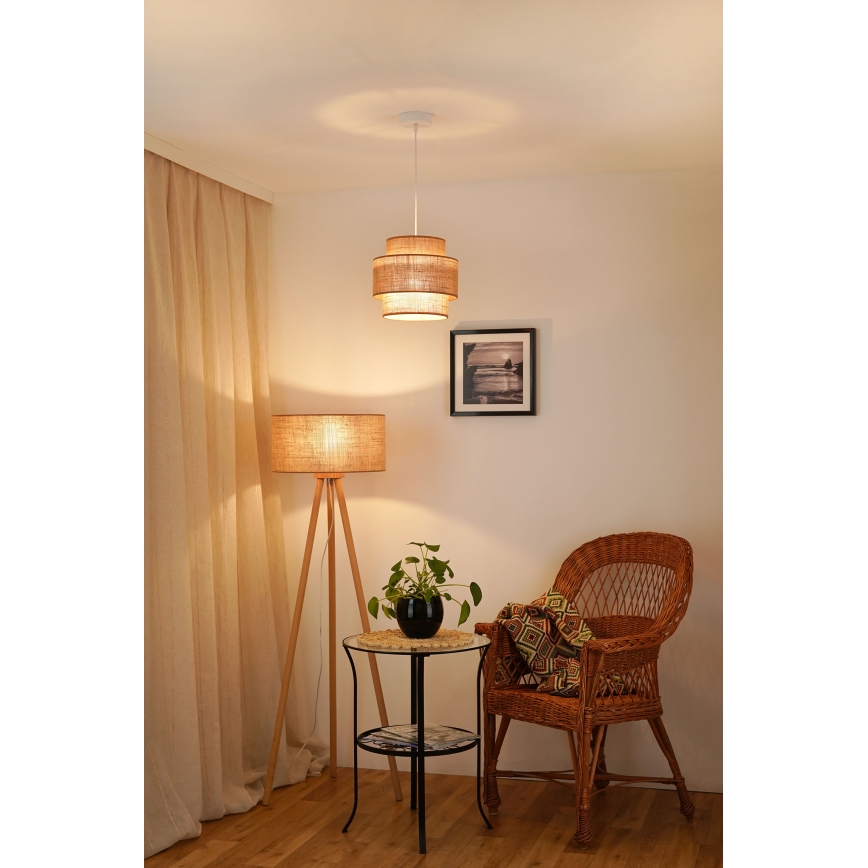 Brilagi - Lampadario a sospensione con filo SPACE YUTE 1xE27/15W/230V diametro 25 cm beige/bianco