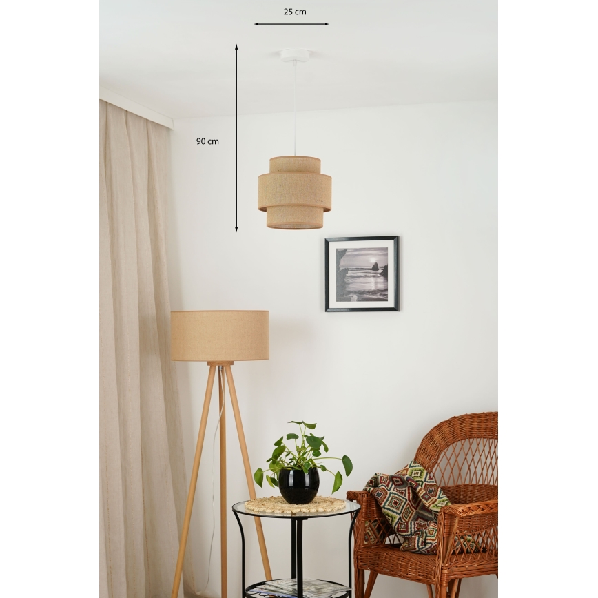 Brilagi - Lampadario a sospensione con filo SPACE YUTE 1xE27/15W/230V diametro 25 cm beige/bianco