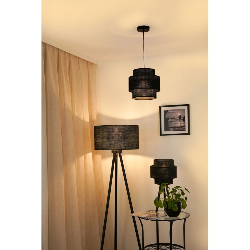 Brilagi - Lampadario a sospensione con filo SPACE YUTE 1xE27/15W/230V diametro 25 cm nero