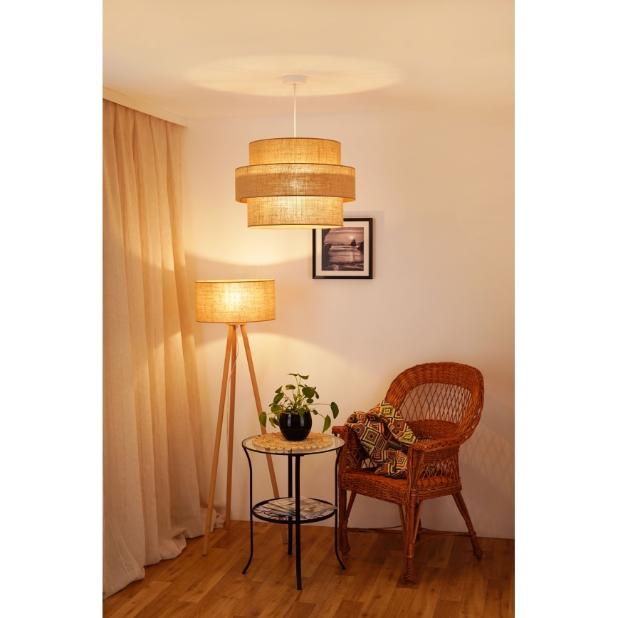Brilagi - Lampadario a sospensione con filo SPACE YUTE 1xE27/15W/230V diametro 50 cm beige/bianco