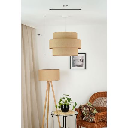 Brilagi - Lampadario a sospensione con filo SPACE YUTE 1xE27/15W/230V diametro 50 cm beige/bianco