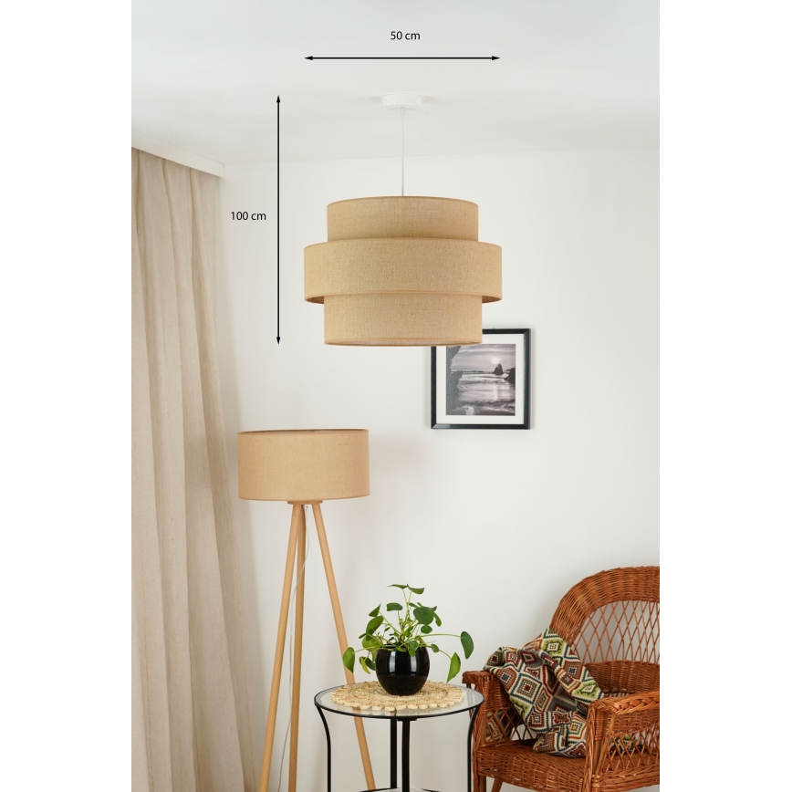 Brilagi - Lampadario a sospensione con filo SPACE YUTE 1xE27/15W/230V diametro 50 cm beige/bianco