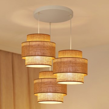 Brilagi - Lampadario a sospensione con filo SPACE YUTE 3xE27/15W/230V beige/bianco