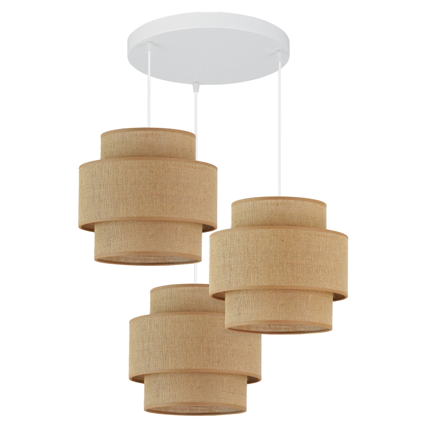 Brilagi - Lampadario a sospensione con filo SPACE YUTE 3xE27/15W/230V beige/bianco