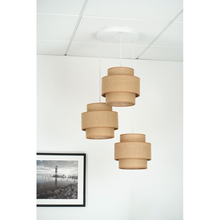 Brilagi - Lampadario a sospensione con filo SPACE YUTE 3xE27/15W/230V beige/bianco