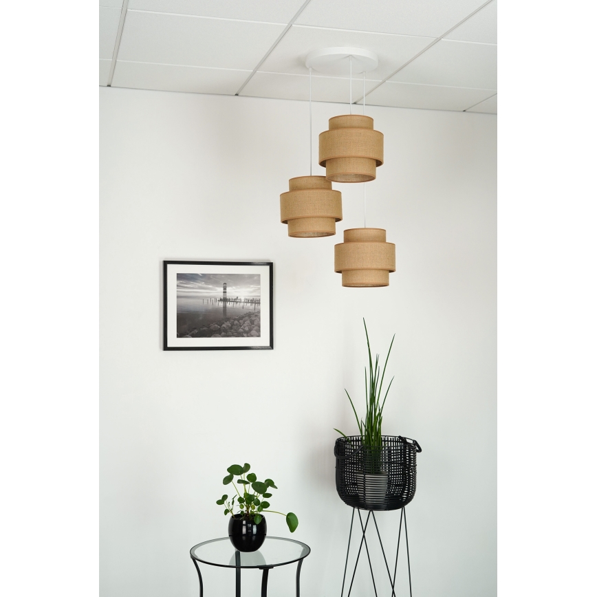Brilagi - Lampadario a sospensione con filo SPACE YUTE 3xE27/15W/230V beige/bianco