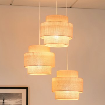 Brilagi - Lampadario a sospensione con filo SPACE YUTE 3xE27/15W/230V color crema/bianco