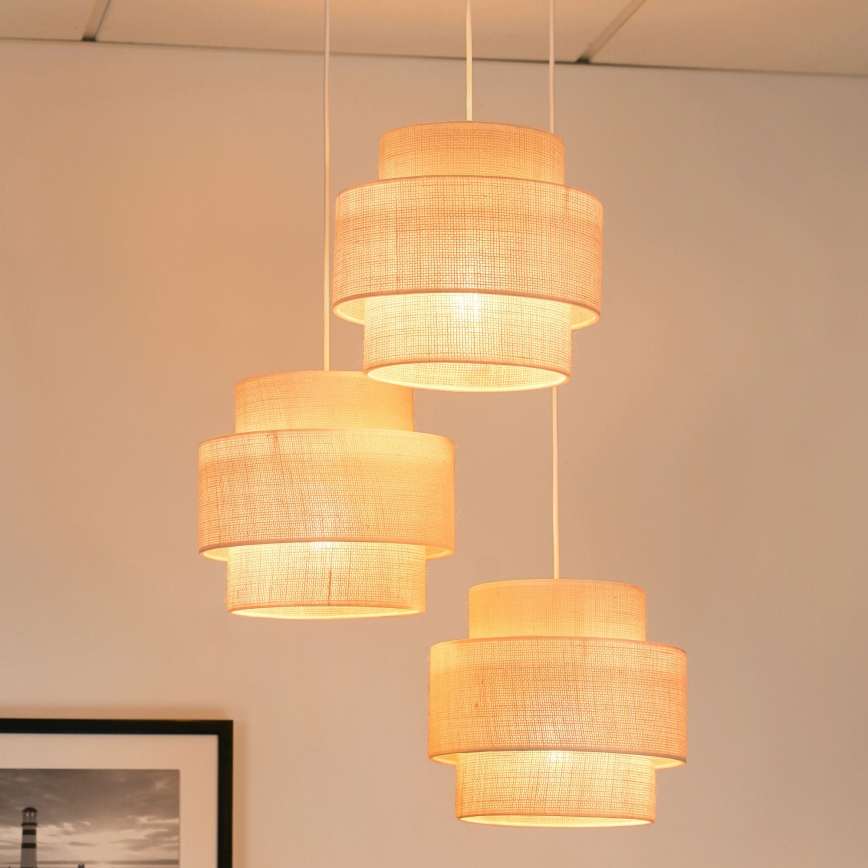 Brilagi - Lampadario a sospensione con filo SPACE YUTE 3xE27/15W/230V color crema/bianco