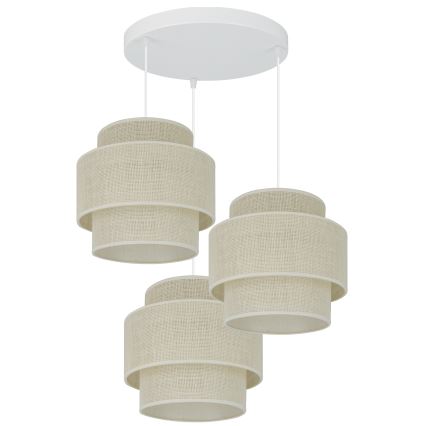Brilagi - Lampadario a sospensione con filo SPACE YUTE 3xE27/15W/230V color crema/bianco