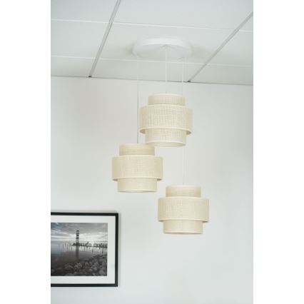 Brilagi - Lampadario a sospensione con filo SPACE YUTE 3xE27/15W/230V color crema/bianco